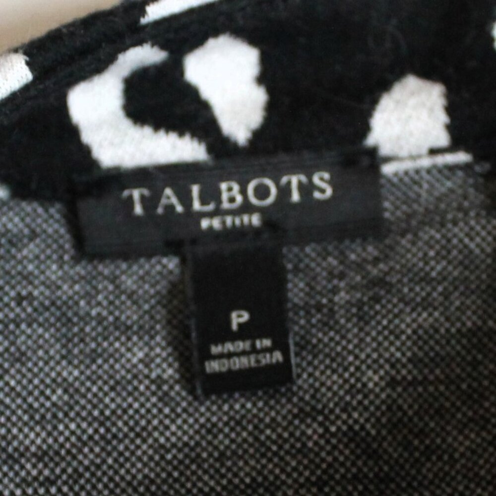 Talbots Jacquard Ombré Back-Zip Top ,Leopard Print, Black & White, Petite - Picture 7 of 8